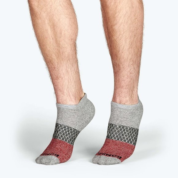 NEW! Red Gray Bombas Men's Ankle Socks Medium - Picture 4 of 4